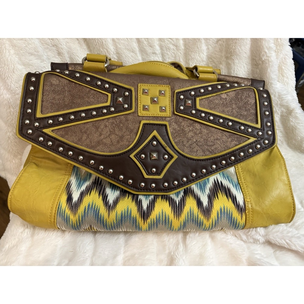 Nicole Lee ToteBag Womens Large Multicolor Southwest design handbag gold studded